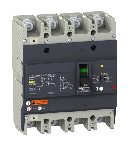 Силовой автомат Schneider Electric Easypact EZC 250, TM-D c диф защитой, 36кА, 4P, 63А