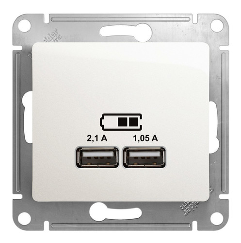 Розетка 2xUSB Schneider Electric GLOSSA, перламутр