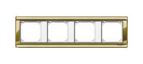 Рамка 4 поста Schneider Electric MERTEN M-STAR, блестящая латунь