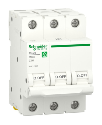 Автоматический выключатель Schneider Electric Resi9 3P 16А (C) 6кА, R9F12316