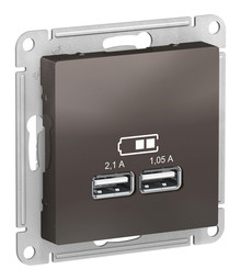 Розетка 2xUSB ATLASDESIGN, мокко