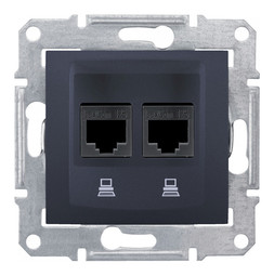 Розетка компьютерная 2xRJ45 Cat.6 SEDNA, графит